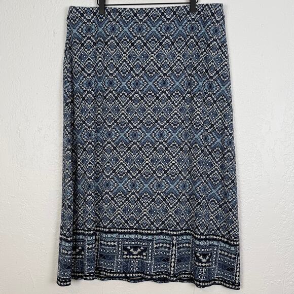 J. Jill Blue Geometric Printed Midi Skirt Size XL - Picture 1 of 4